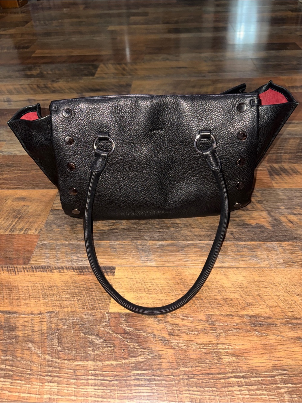 Hammitt Allen Medium Black/Gunmetal Leather Shoulder Bag READ